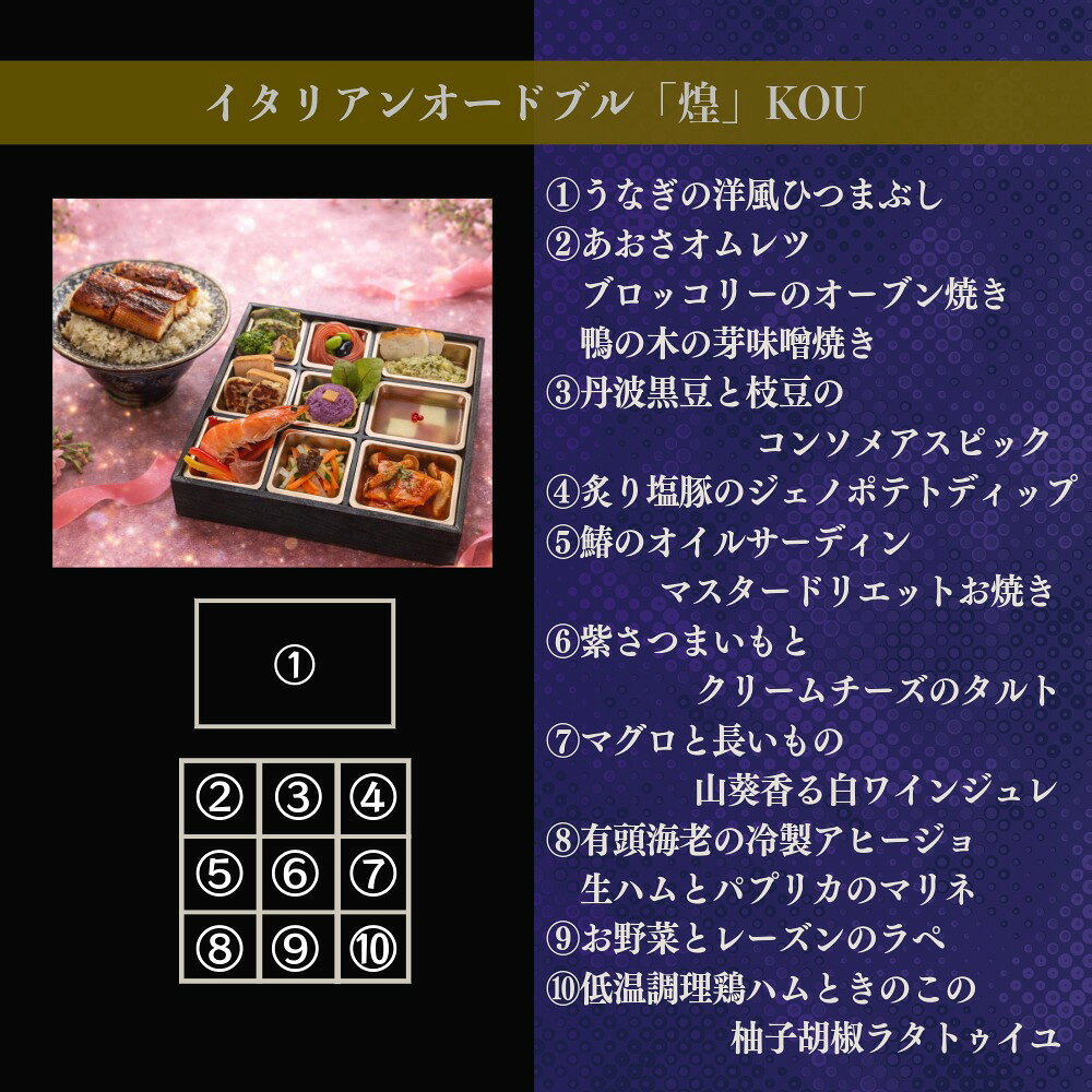 冷蔵 うなぎ ひつまぶし 御膳 「煌」 1人前 オードブル 弁当 イタリアン グルメ ギフト 誕生日 記念日 お祝い 洋風 惣菜 ディナー セット 手作り 食品 お取り寄せ レストラン おせち 盛り合わせ ご膳 贈り物 プレゼント うなぎ弁当　おせち salondelien20180830-10000073 サロン ド リアン〜絆〜 サンプル画像3