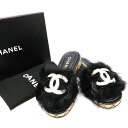 今だけ値下げ！【5/10まで 】パリより新入荷!! 【新品】【入手困難】早い者勝ち!! CHANEL シャネル シアリング ファー サンダル　 ココマーク　サンダル　ブラック【新品】【送料無料】ココマーク ファー ミュール