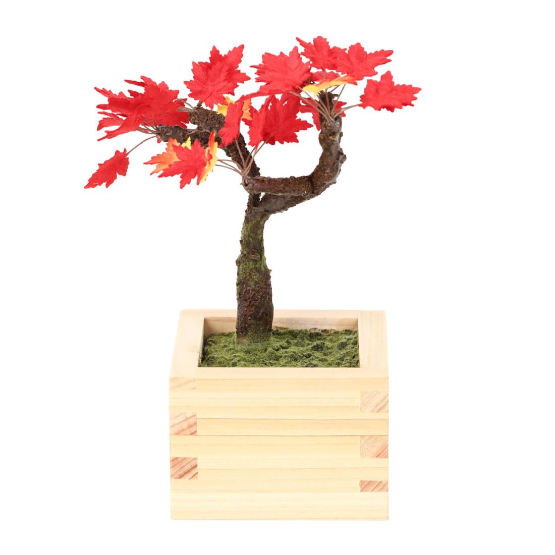 Rose7 手漉き和紙とひのき升を使用した 盆栽 フェイク 人工観葉植物 造花 フェイクグリーン 和風 インテリア 12cm (03. 紅葉(もみじ))
