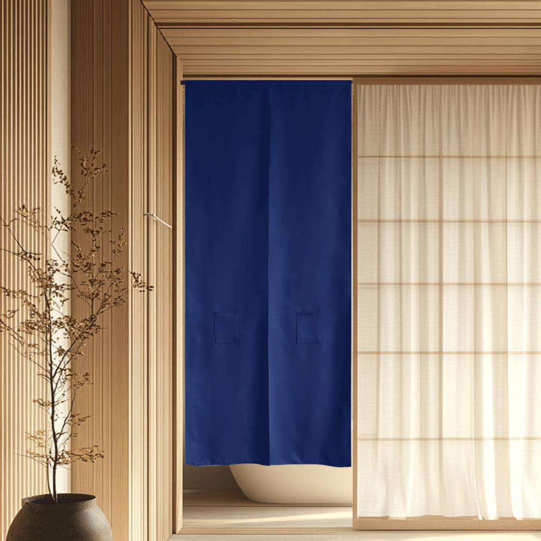 PONY DANCE 遮光 目隠し のれん 暖簾 厚手 保温省エネ インテリア 飾り 雰囲気変換 ローヤルブルー 幅85x丈150cm 1枚入り
