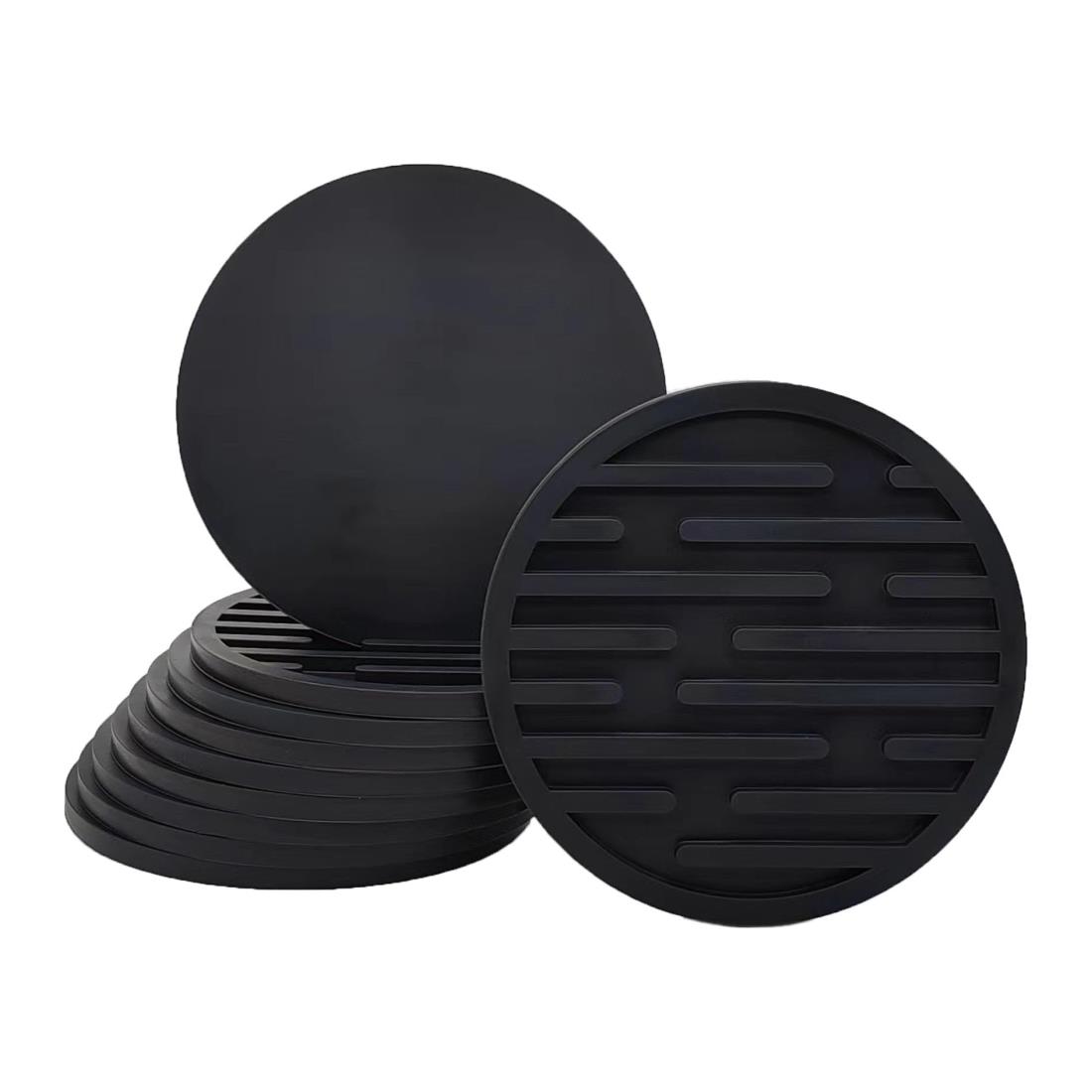 烏の樹 コースターシリコン おしゃれ 10個セットくっつかない 水滴を受け止める 耐熱 滑り止め 円形10cm (ストライプタイプ)