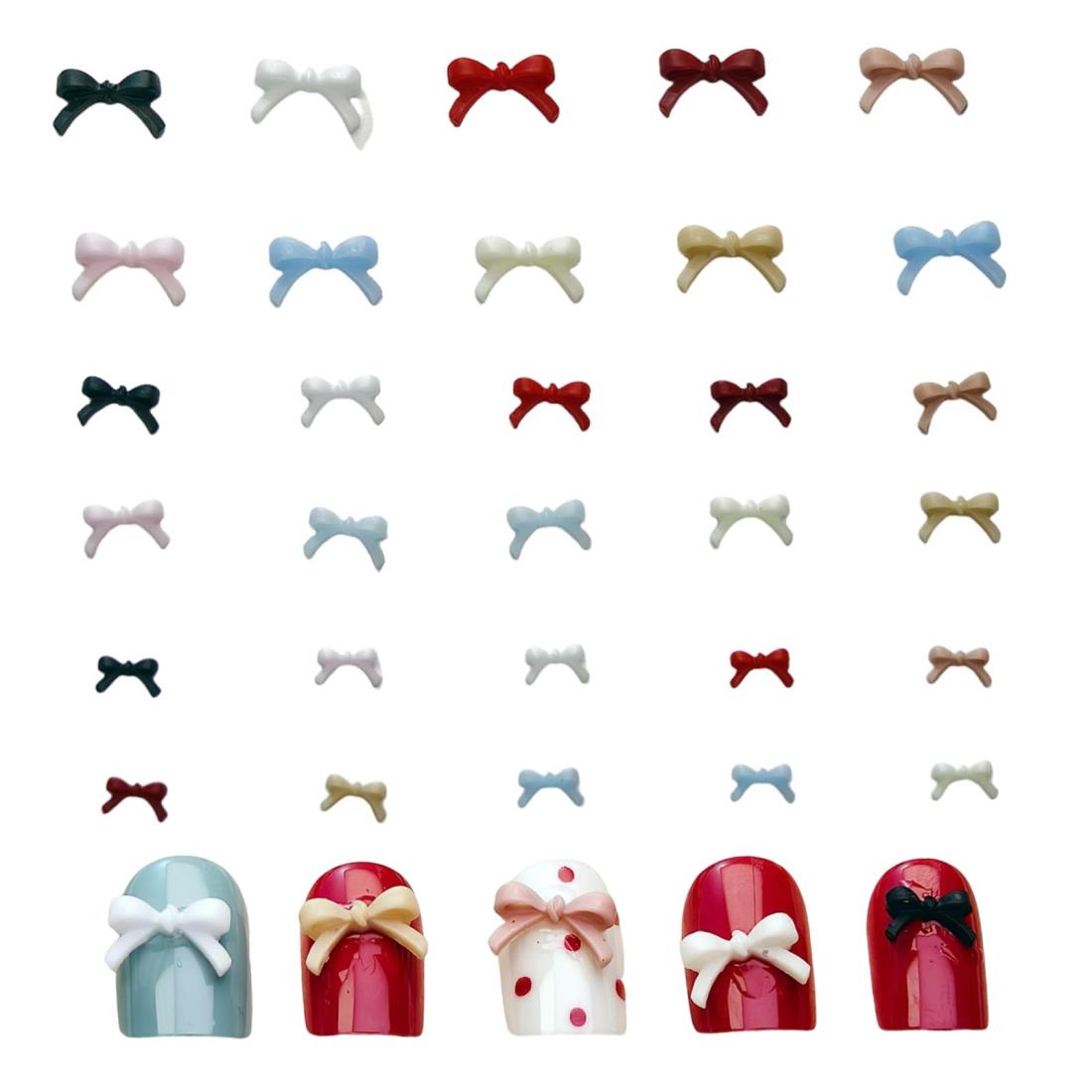 LKCCTK ネイルパーツ 蝶々ネイルデコレーション 立体 蝶結び 6mm 8mm 10mm 約300個 ランダム色 可愛い ジェルネイル レジン封入パーツ ハンドメイド デコパーツ