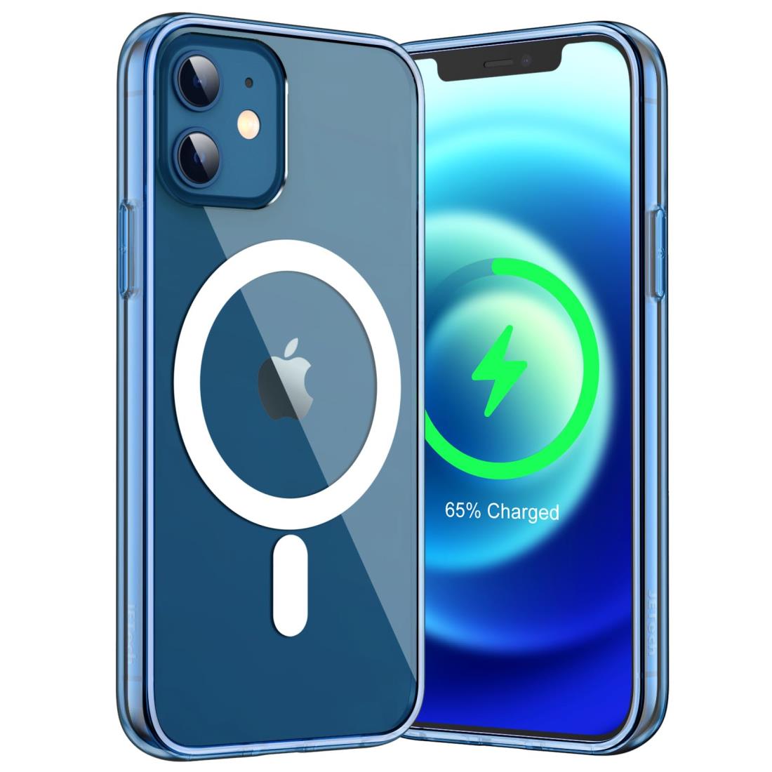 JETech iPhone 12/12 Pro マグネット ケース(6.1インチ用) MagSafe ワイヤレス充電対応 衝撃吸収 バンパーカバー 傷つけ防止 透明バック (インディゴジーンズ)