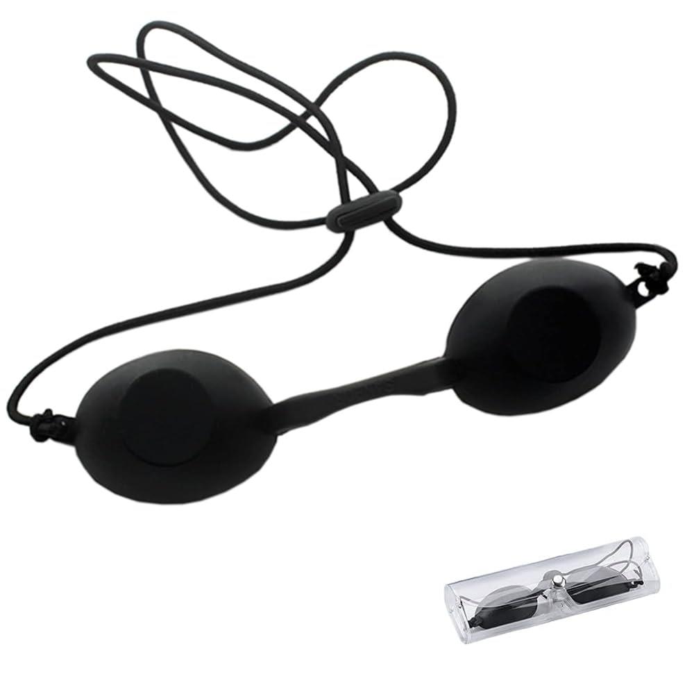 [CwrsYJ] アイプロテクター レーザーメガネ 美容機器メガネ レーザー保護メガネ 美容用ゴーグル 遮光ゴーグル 美容機器用 光脱毛用 安全メガネ 保護眼鏡 ブラック