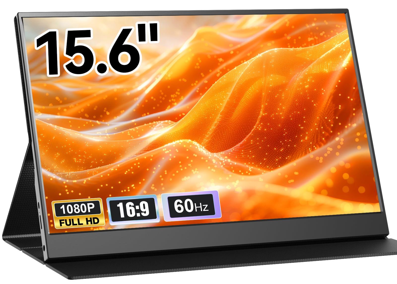 Laptomo モバイルモニター 15.6インチ 1920×1080 FHD ポータブルディスプレイ 薄型 サブモニター軽量 モバイルディスプレイ 非光沢IPSパネル PCモニタマグネット保護カバー付き HDRモード対応 スピーカー内蔵 Type-C/HDMI端子 PS4/PS5/XBOX/Switch/PC/Mac対応