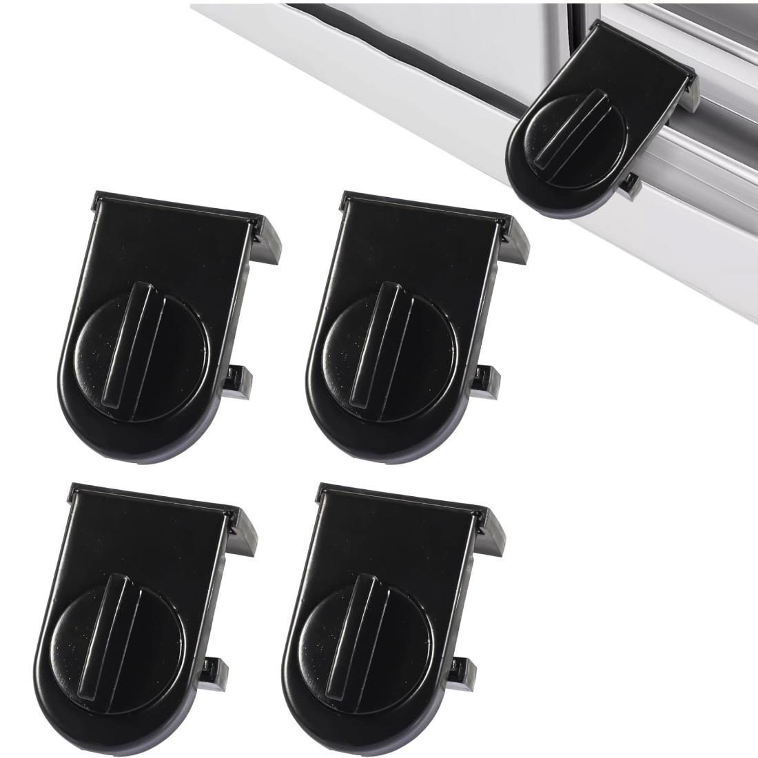 BLOOPIC 窓 ロック ストッパー 4個 セット サッシ ストッパー 窓ストッパー 子供 安全ロック サッシ窓補助錠 ツイストタイプウィンドウロック 引き戸 ストッパー 穴あけ不要 転落防止 防犯対策 子供 赤ちゃん ペット 犬 猫 落下防止 設置解除簡単（ブラック）