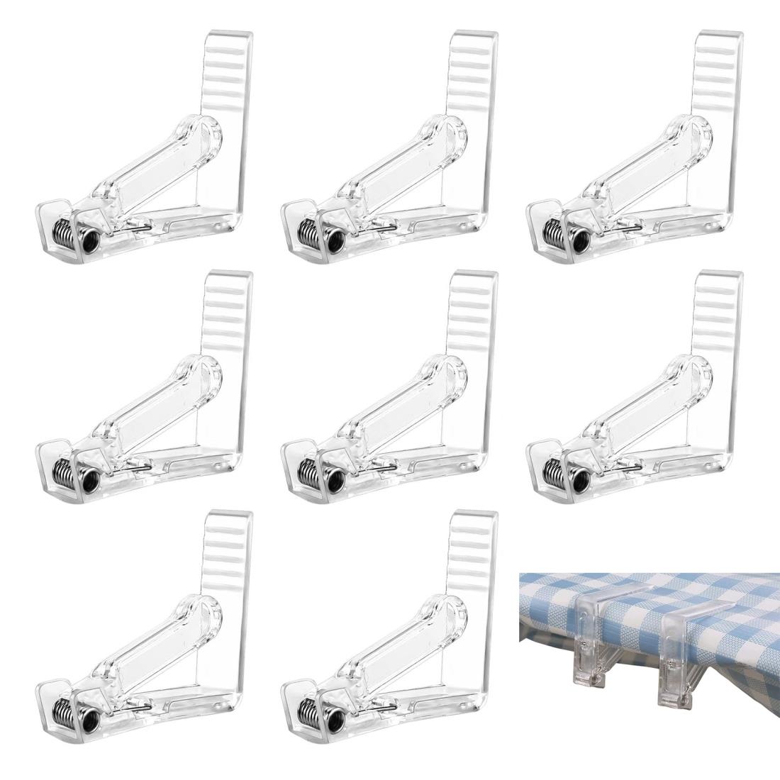 Coollooda テーブルクロスクリップ 8個入 テーブルクロス止め テーブルクロス止めクリップ テーブルクロスストッパー テーブルクロス 固定用 調節可能 滑り止め クリップ クロス固定 防風 家庭 4.8cm以下の天板対応