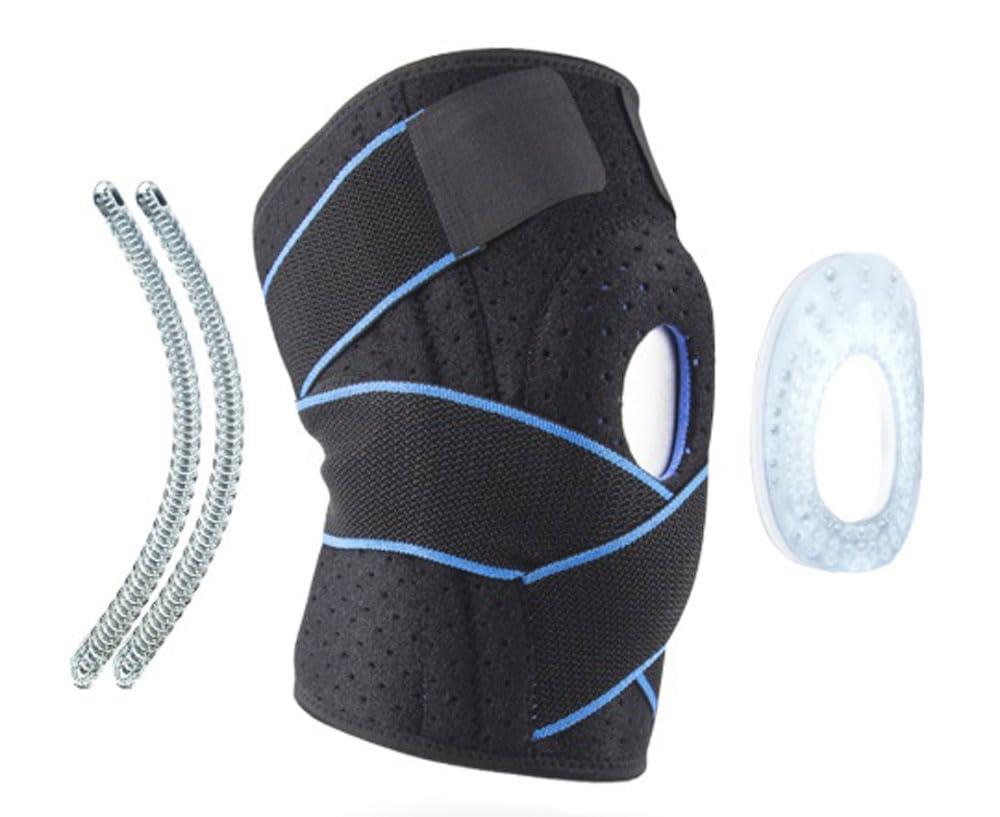 【2025新登場現役医師監修】 膝サポーター 膝パッド V字クロスベルト 膝シリコン干渉材・サイド屈伸補助ロット仕様 半月板 関節 がっちり固定 ズレにくい 軽量 通気性 各種・膝を守るスポーツに適応 作業 脱着簡単 男女兼用 フリーサイズ