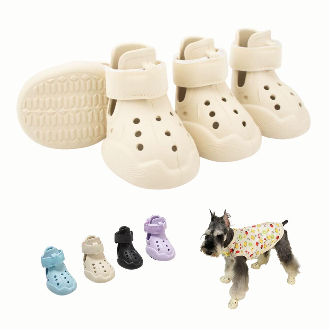 LIKOKLIN ドッグサンダル ブーツ 夏用の犬用サンダル 犬靴 ドッグシューズ 室内 犬用 靴 小型犬中型犬ブーツ 犬 シューズ ペット用 ブーツ 夜間反射テープ付き 肉球保護 履かせやすい 滑り止め 雨の日 通気性 マジックテープ 防水性 柔らかく快適 愛犬のお散歩 介護 柔らかい