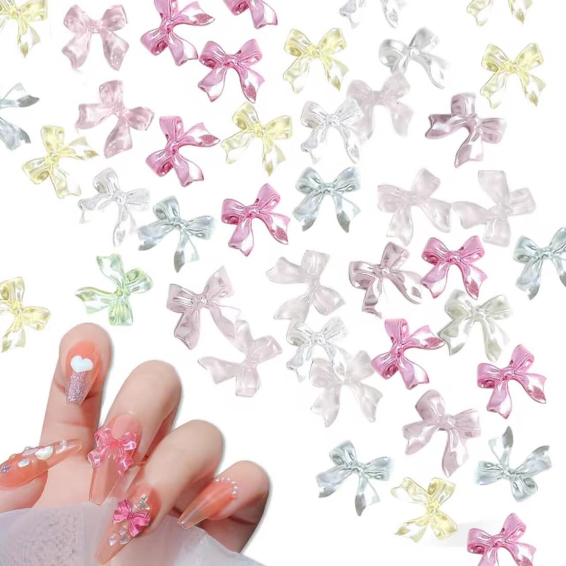 Doyime ネイルパーツ リボン 蝶結び【200個セット】3D 立体 蝶結び ネイルアート ネイルアート デコパーツ 大容量 可愛い 小さめ レジン用 ハンドメイド デコパーツ
