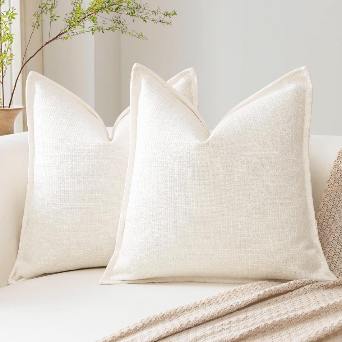 Otostar クッションカバー 北欧 2枚セット 無地 麻 シンプル おしゃれ 可愛い モダン ファスナー イン..