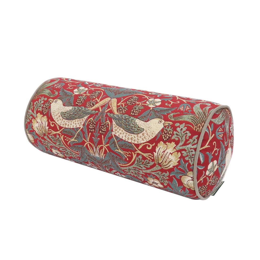 川島織物セルコン Morris Design Studio モリスデザインスタジオ 背当 クッションカバー いちご泥棒 レッド 40X18R LL1710