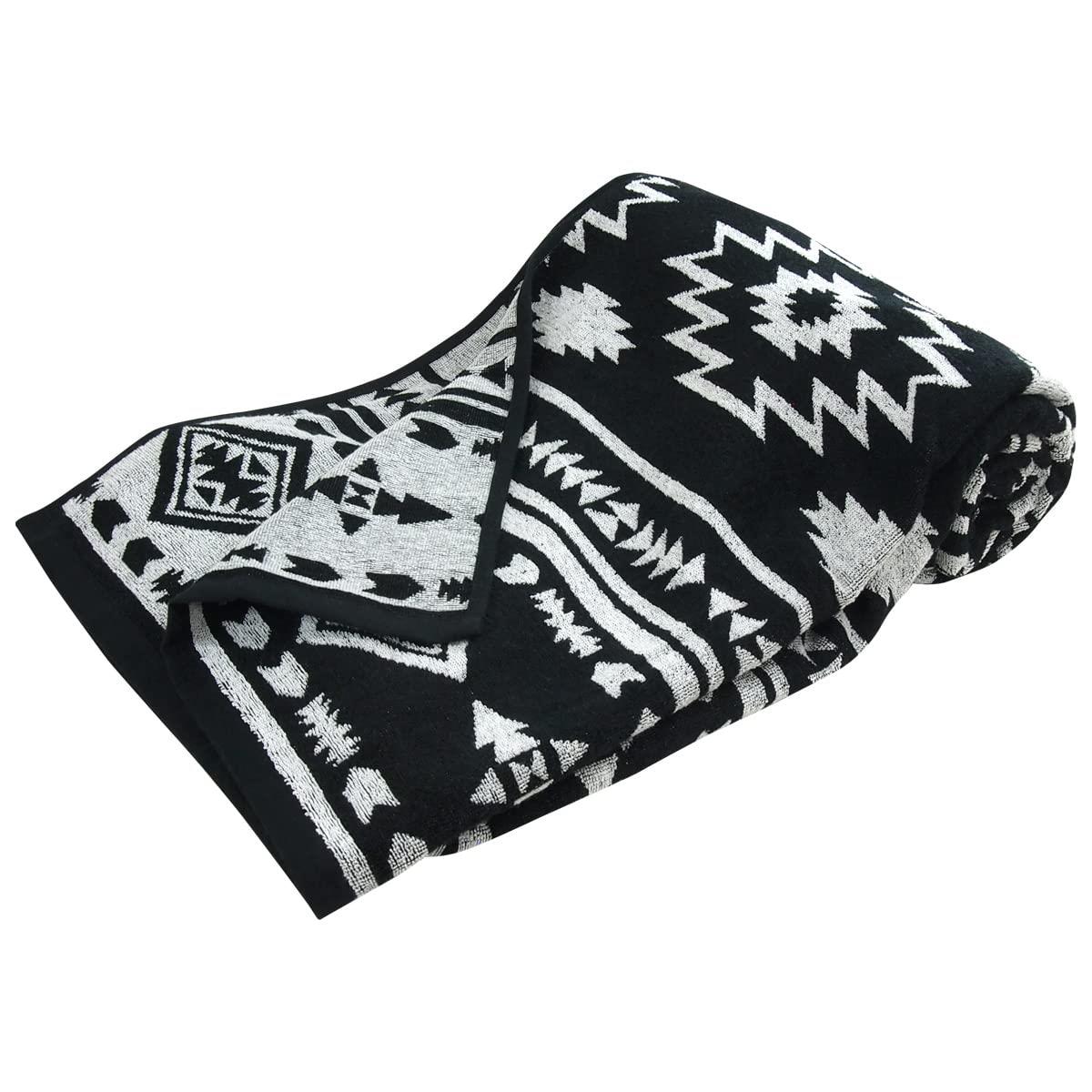 リヴェール タオルケット シングル エジプト綿100% オルテガ柄 ジャガード織 ソファーカバー 夏用 (ブ..