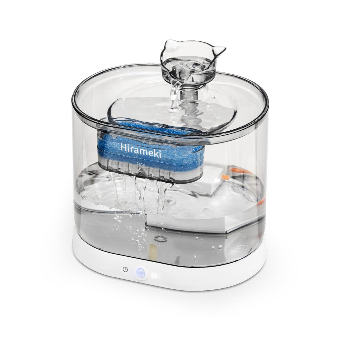 Hirameki 猫 自動給水器 水飲み器 2.2L 大型タンク 無線ウォーターポンプ 静音設計 磁感應供電 2つの給水モード乾湿分体式 定時＆循環出水機能付き
