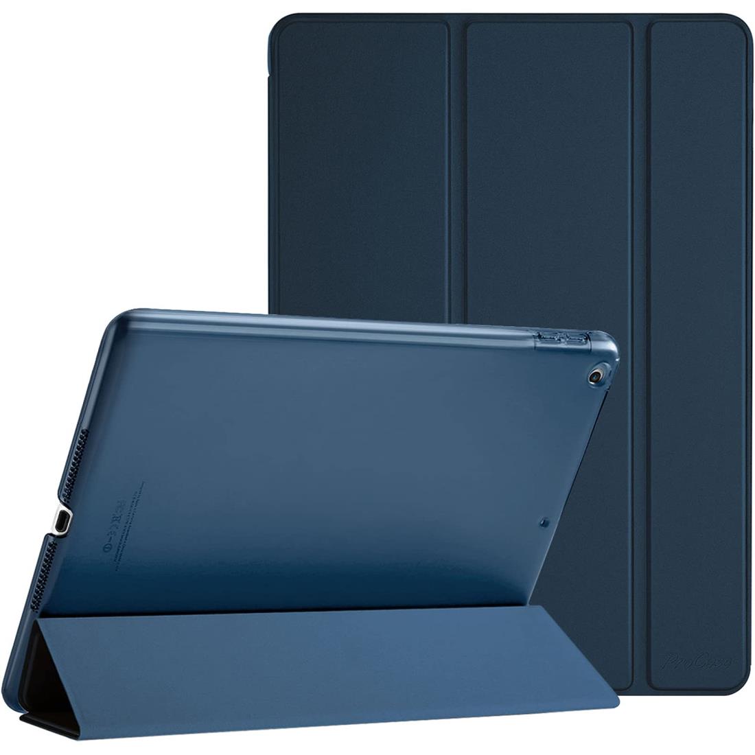 ProCase iPad 第6/5世代 ケース 9.7インチ スマート 超スリム 保護ケース 三つ折スタンド オートスリープ機能 半透明フロスト バックカバー 対応機種：iPad 第6世代 2018 / 第5世代 2017 - ネービー