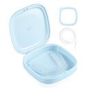 Annhua リテーナーケース マウスピース ケース 矯正ケース マグネット開閉 アライナーケース 矯正用リテーナーケース 部分入れ歯ケース 携帯用 持ち運び 軽量 通気性 プラスチック製 シリコンストラップ付き ブルー