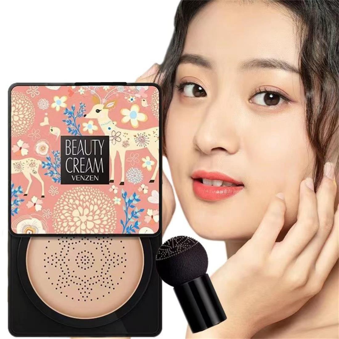 Voluroky クッションファンデーションVENZEN BEAUTY CREAM 美白 ツヤ肌美肌潤い明るい 瞬間にカバー1つ6役 呼吸できるカバー力強い 乾燥しがちな肌にうるおいを与え、なめらかでつややかな肌を長時間キープする！ (01#しぜんしょく)