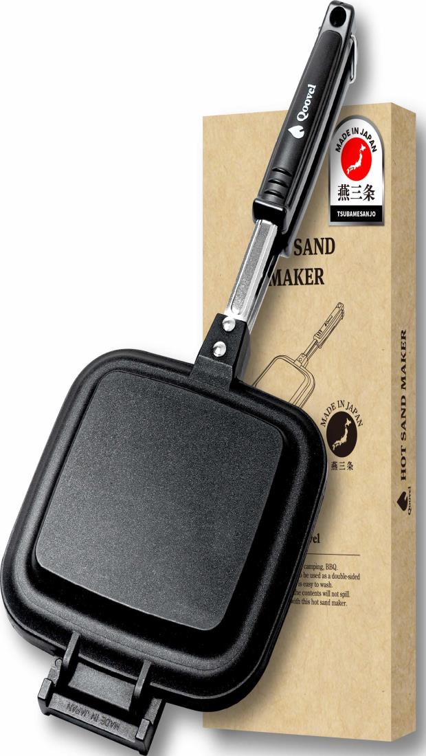 Qoovel 【燕三条】日本製 ホットサンドメーカー 直火 耳圧着 50種の電子レシピ付 耳まで焼ける 上下分離型 片面フラットのサムネイル