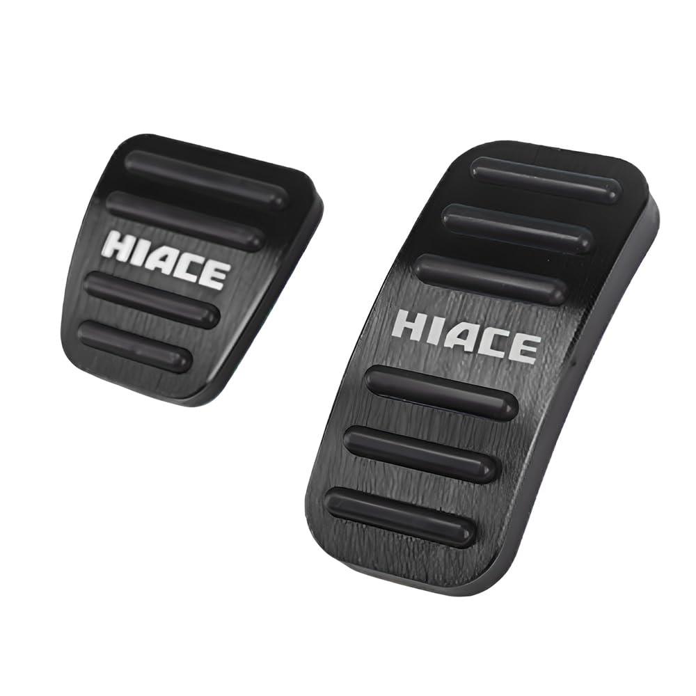 SAWAKAKI ハイエース 200系に専用設計 1型~6型 ロゴ付き アルミアクセルペダル ブレーキペダルカバー 2個セット（ブラック）