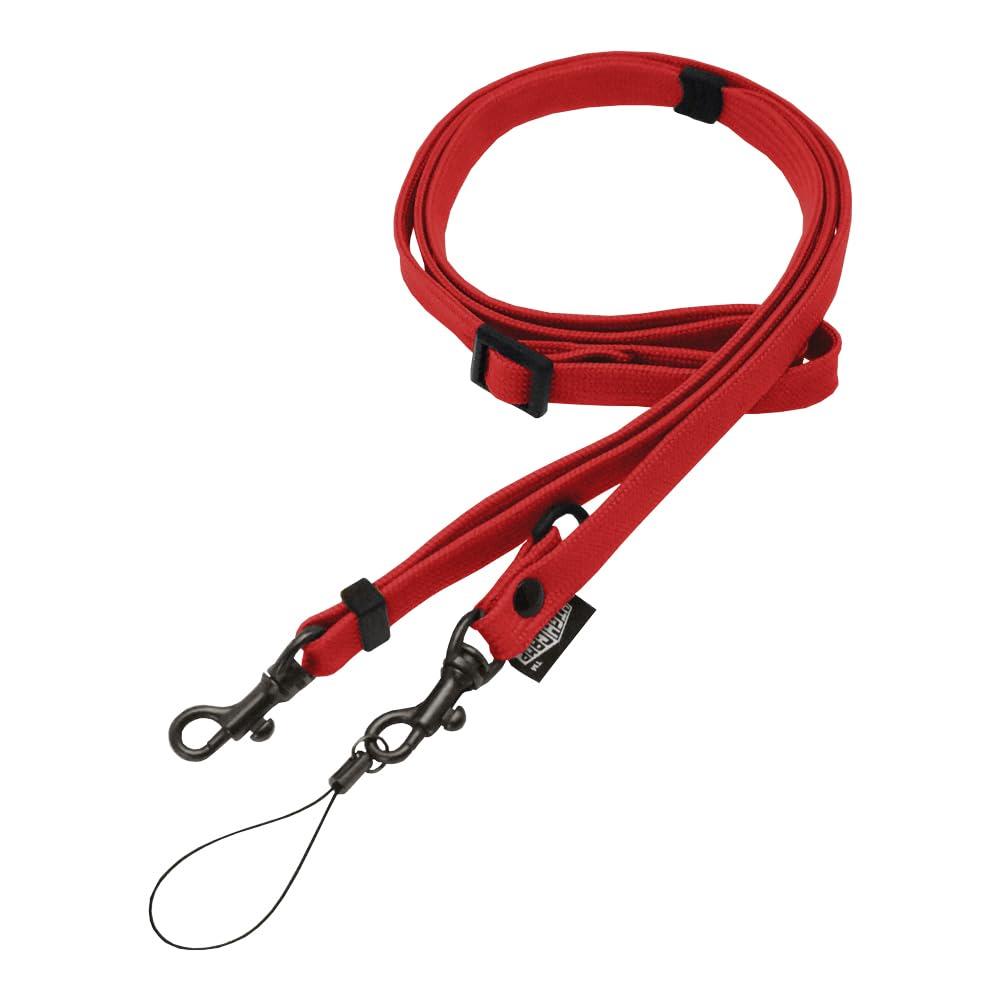 [HIGHCAMP] ハイキャンプ 2way ネック ストラップ レッド 斜め掛け ショルダーストラップ 約70cm～約135cm 長さ調節可能 スマホ 携帯 落下防止 ネックストラップ 日本製 【カラー レッド】