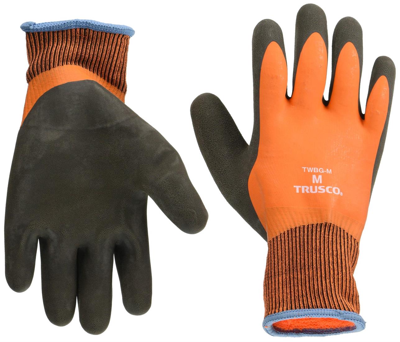 TRUSCO(トラスコ) 防寒天然ゴム手袋 オレンジ Mサイズ TWBG-M