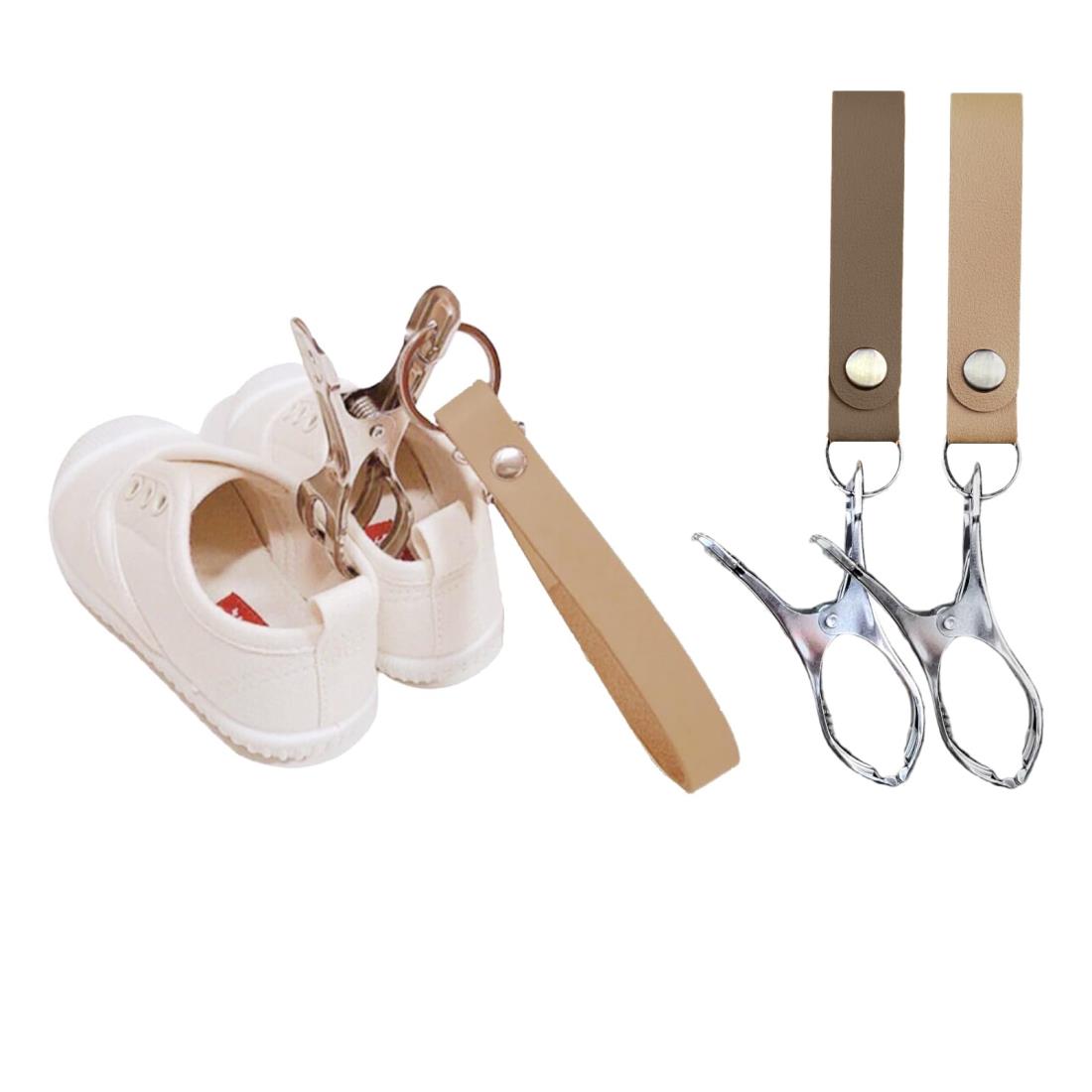 シューズクリップ ベビーカーに吊り下げ可能 ブランケットクリップ 2個入り ベビーカー クリップ シューズクリップ (アプリコット+ブラウン)