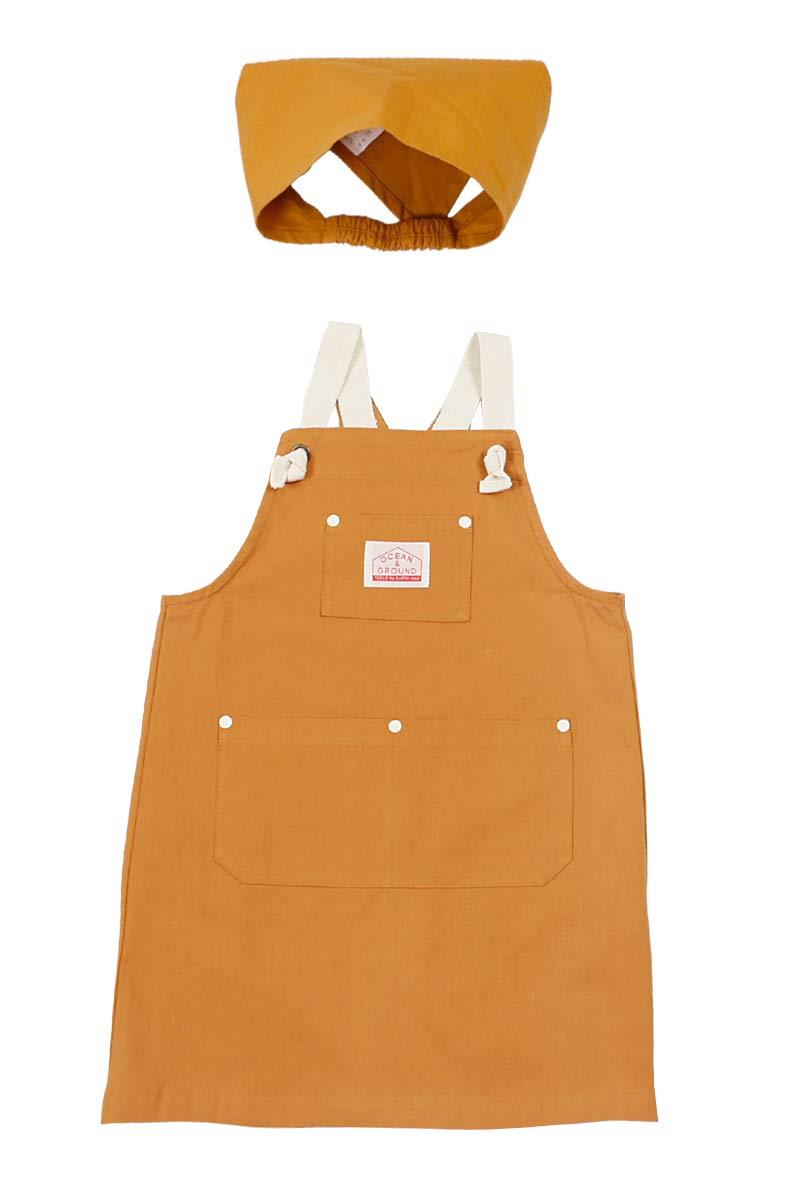 [オーシャン&グラウンド] エプロン 三角巾 セット 子供 キッズ 女の子 男の子 1918003 : キャメル L