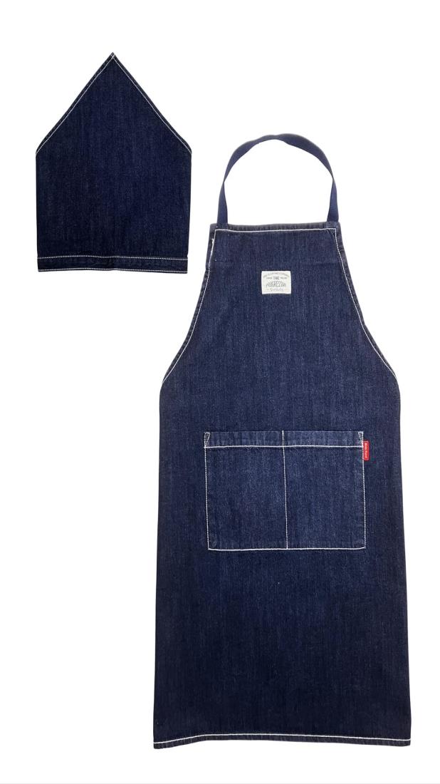 [Kids Foret] エプロン 子供用 調理実習 給食 小学校 キッズエプロン 男の子 女の子 大きめサイズ デニ..