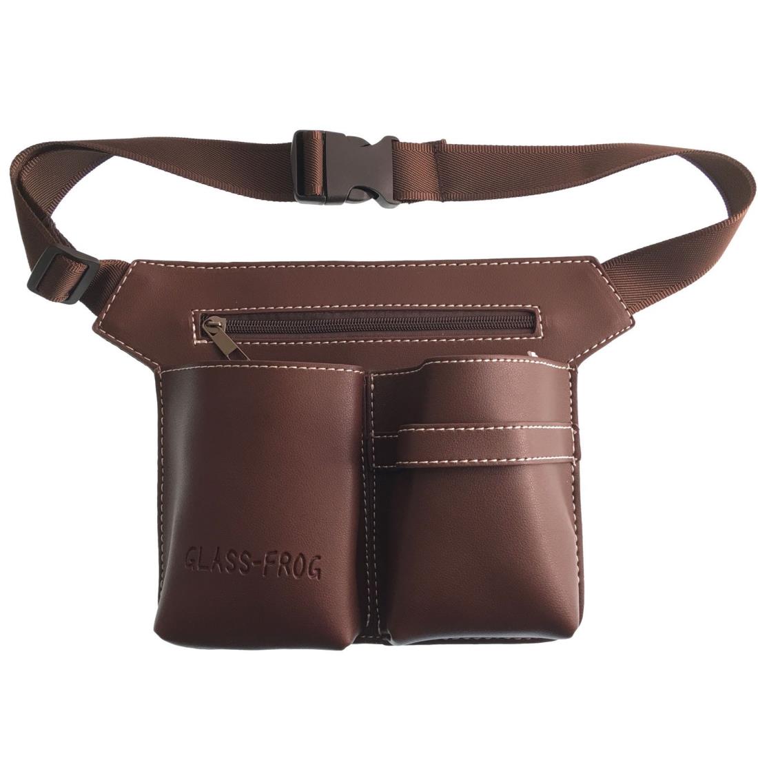 【GLASS FROG】シザーケース ウエストポーチ 5丁挿し 美容師 トリマー 園芸（ダークブラウン）