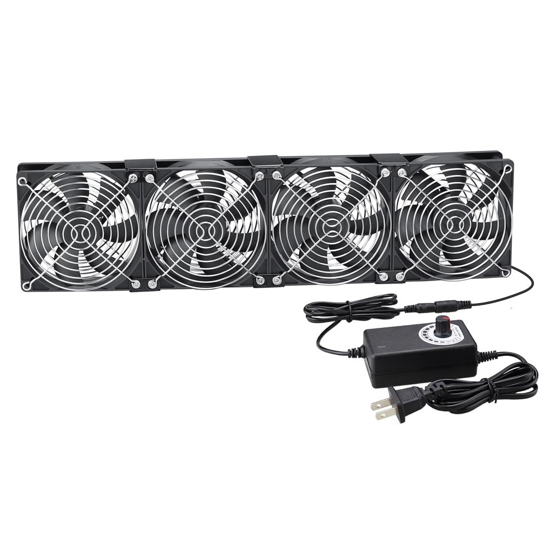 YOWEE 4 連 120mmx25mm AC 冷却ファン ケースファン AC 100-220V スピードコントローラー付き、窓用 温室用 車中泊 换気扇、US プラグ