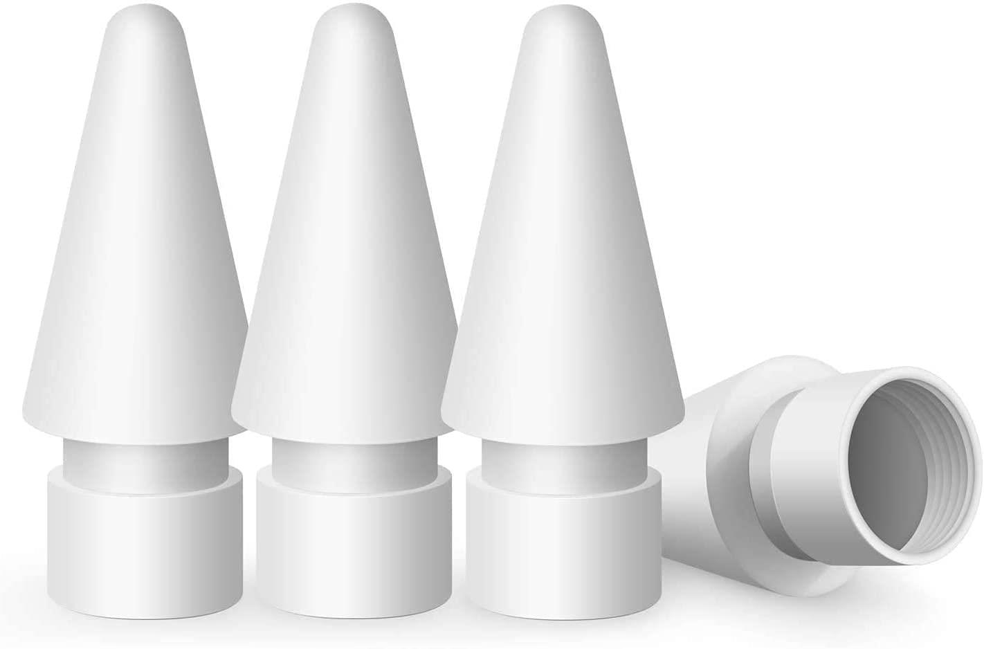 金属製4個入り アップルペンシル 交換用ペン先 MEKO Apple Pencil 第1/2世代用 ペン先 アップルペンシル ペン先 ipad pencil ぺん先 ipad pro pencil交換用チップ ペンシル 替え芯 高感度 予備4個セット (ホワイト-プラスチック)