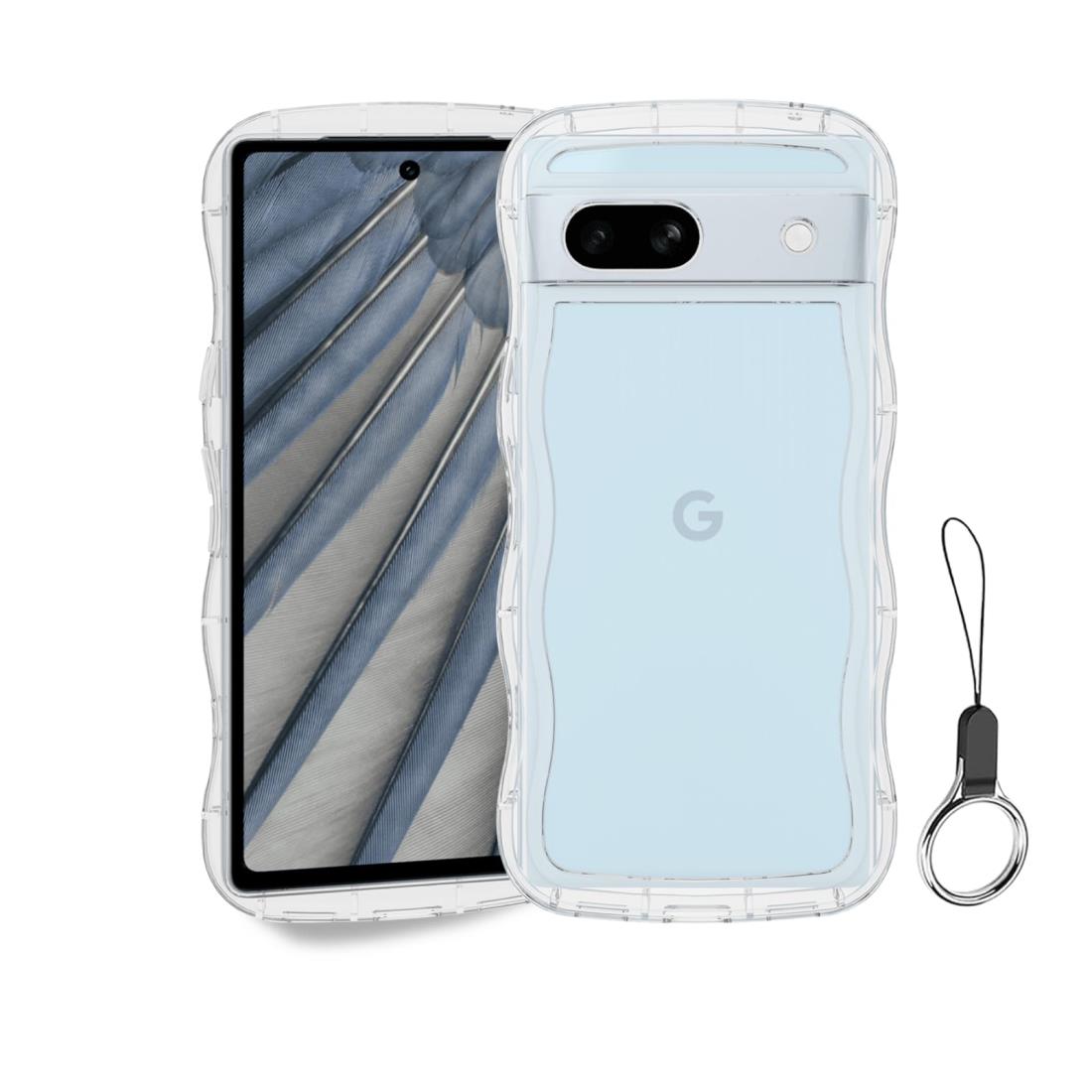 Google Pixel 7A ケース クリア ウェーブ ピクセル 7A TPU波状のバンパー 透明 スマホケース かわいい うねうね グーグル ピクセル7A ウェーブ デザイン 可愛い 韓国 薄型 人気 おしゃれ 耐衝撃 黄ばみなし グーグルピクセル7A ストラップホール付き(Pixel 7A-純透明)