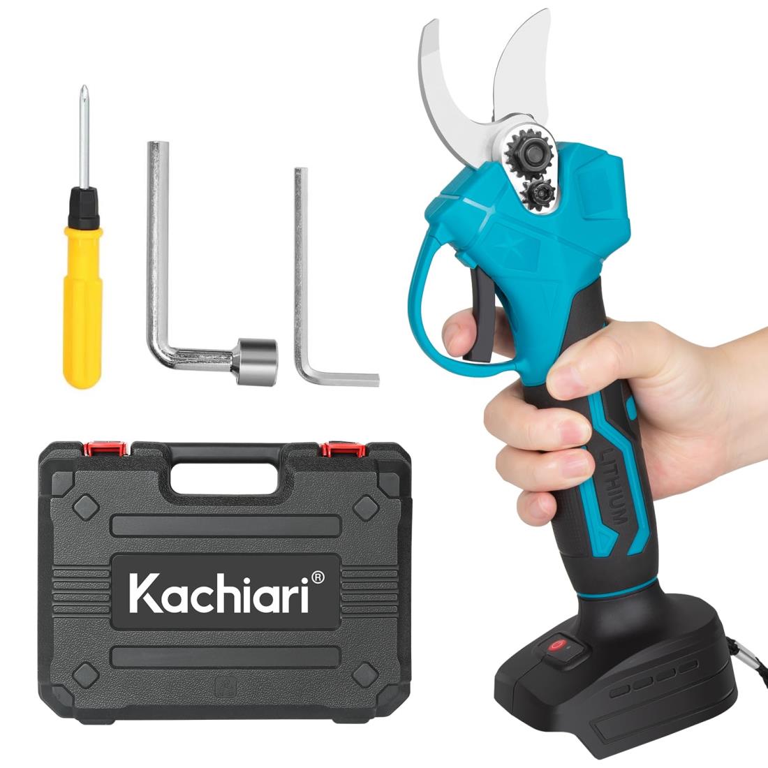 Kachiari 充電式剪定ばさみ 電動ハサミ 剪定 ブラシレスモーター採用 開き口25mm 角度調整可能 電動剪..