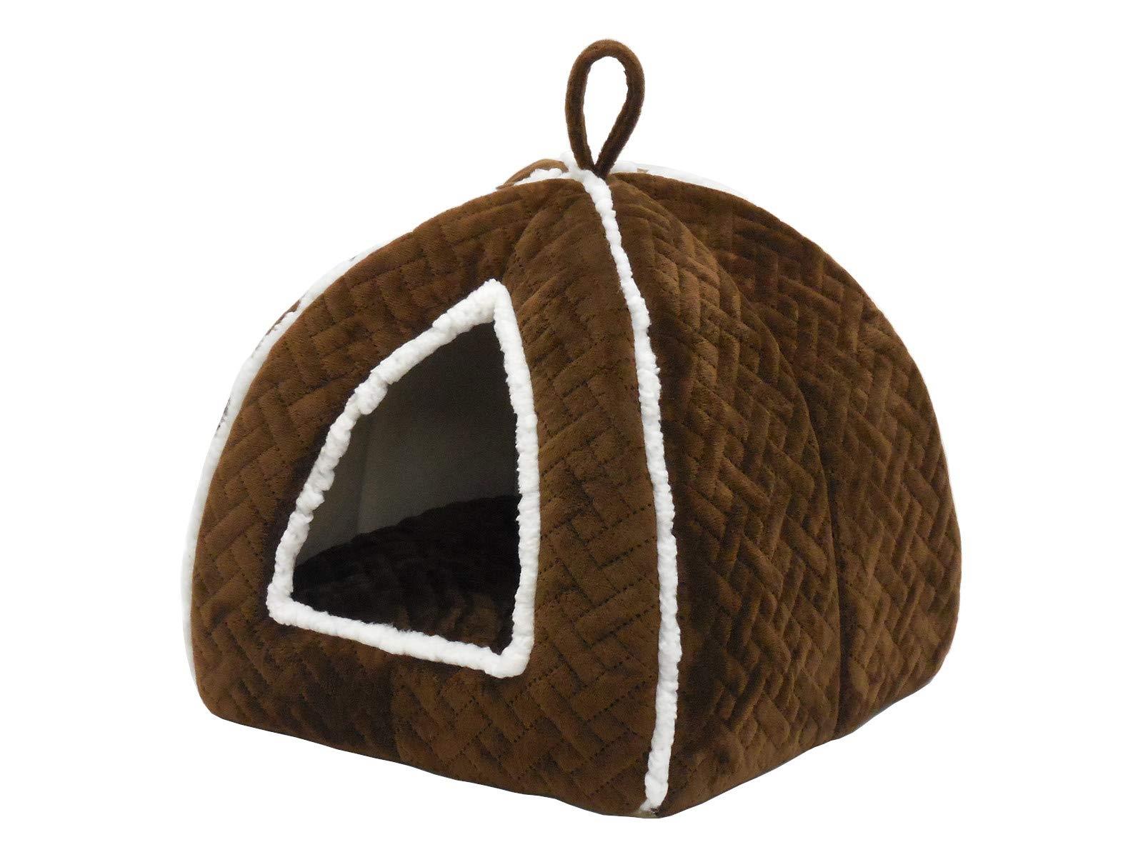 STYRIA あったか わんにゃん ハウス 犬 猫 ペット ドーム 冬 通年 暖かい 洗える おしゃれ かわいい ベッド 小型犬 ふかふか ボア リバーシブル クッション (チョコ)