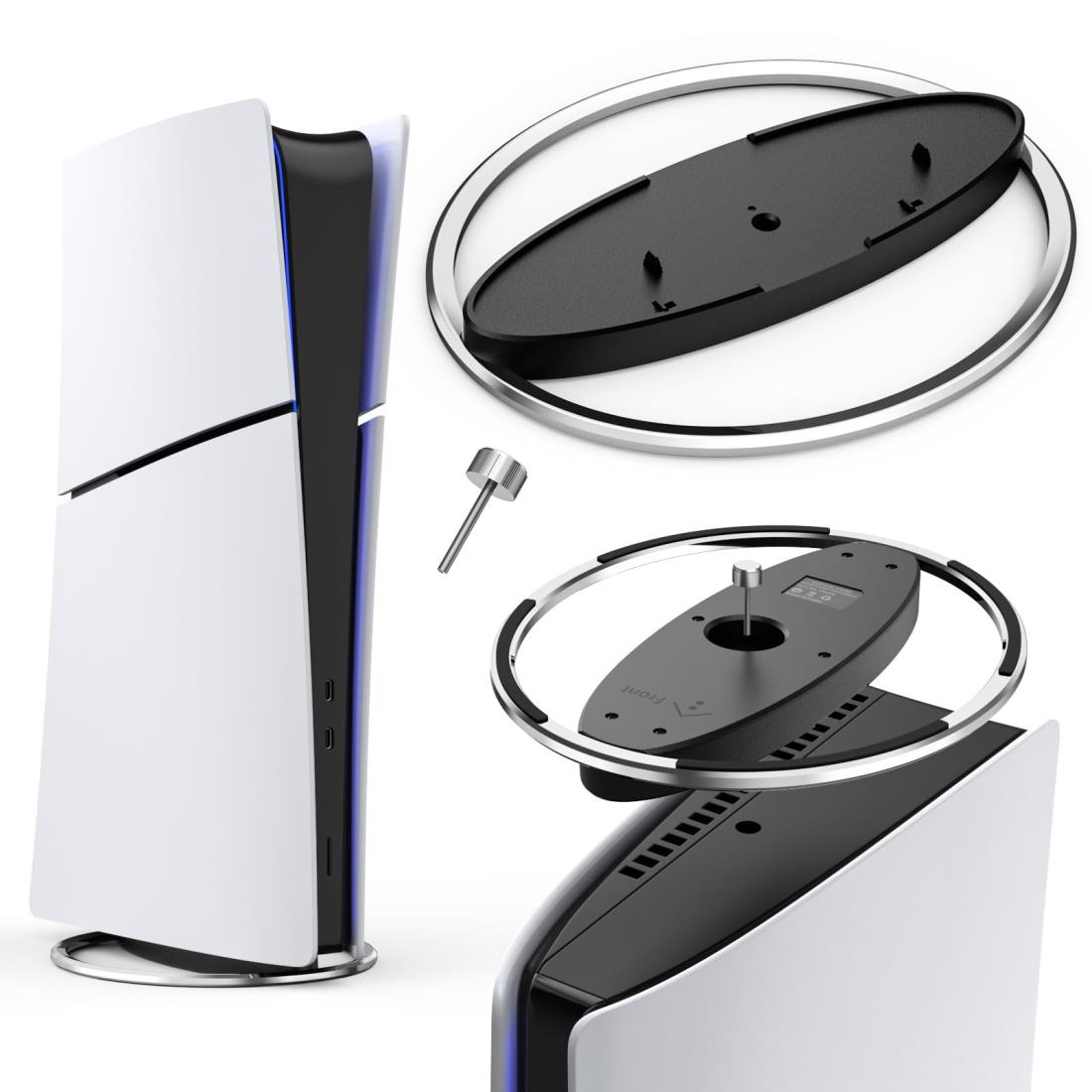 MoKo PS5スタンド PS5/PS5 Slim/PS5 Pro専用 縦置きスタンド 本体転倒防止 放熱改善 安定機能 滑り止め ABS&亜鉛合金ステンレス製 プレステ5全機種対応 取り付け簡単 日本語取扱説明書付き Black