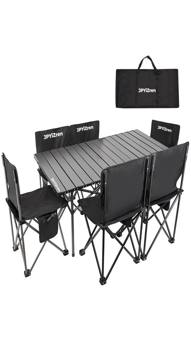 JPYiZren アウトドア テーブル チェア セット バーベキュー テーブル チェア アルミテーブル椅子 ベン..