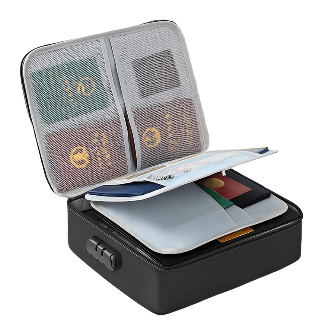 Percy’s Caravan 耐火バッグ ダイヤルロック付き 大容量 3層式 貴重品入れ 重要書類 保管 耐火ケース ..