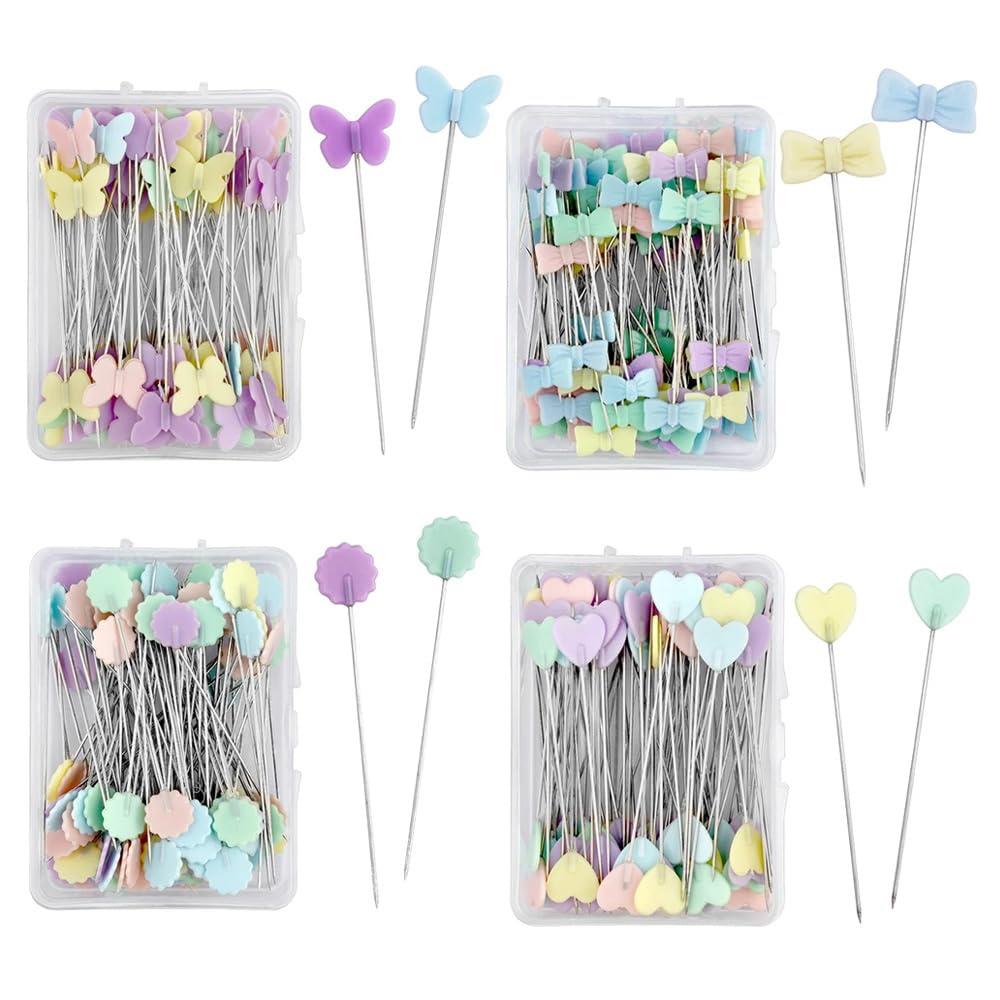 YUHENGCT 200PCS まち針 待ち針 和裁 洋裁 針刺し針山 縫製ピン ケース付き DIY用 手芸用品 多色 縫製道具 縫いステッチ位置針固定(4種類...