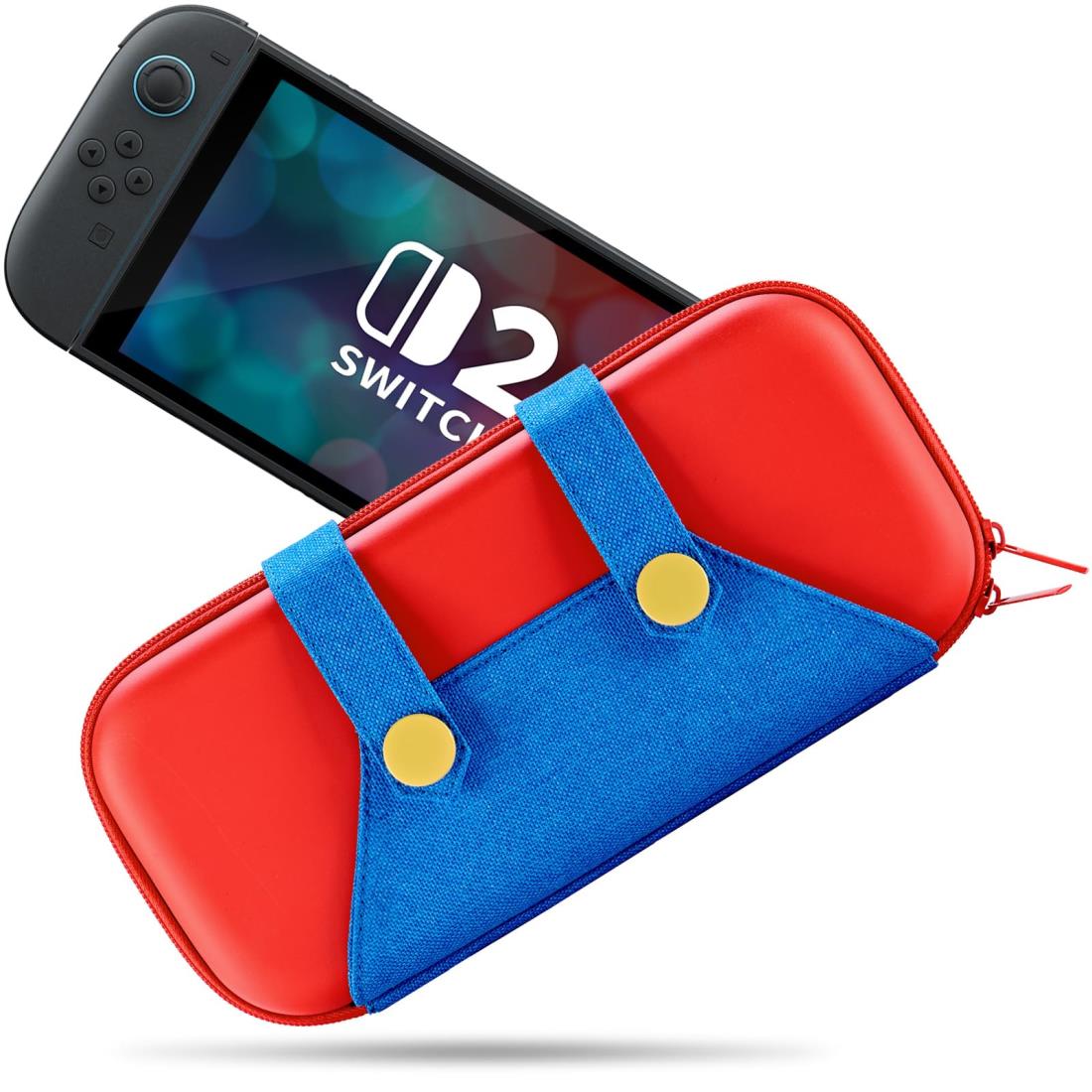 FUNLAB Switch 2 ケース Switch2 対応専用 可愛いスイッチ 2 収納ケース 2025 10 枚ゲームカードスロット 防塵 耐衝撃 - 赤色 青色