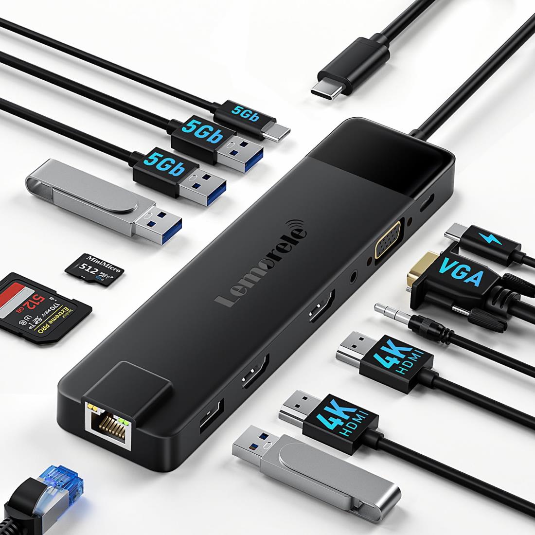 ドッキングステーション hdmi 2つ LAN USB C ハブ13-in-1 MST Type C 4K デュアル HDMI 拡張 トリプル ..