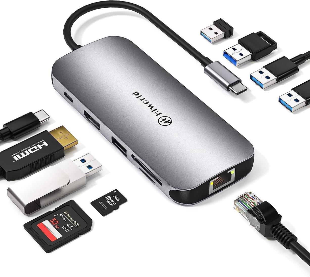 USB C ハブ 10-in-1 ドッキングステーション トリプルディスプレイ Type C ハブ 変換アダプタ【4K HDMI出力ポート/PD 100W 急速充電ポート / 1Gbps イーサネット / 5つの USB-A ポート/MicroSD & SDカード スロット搭載】