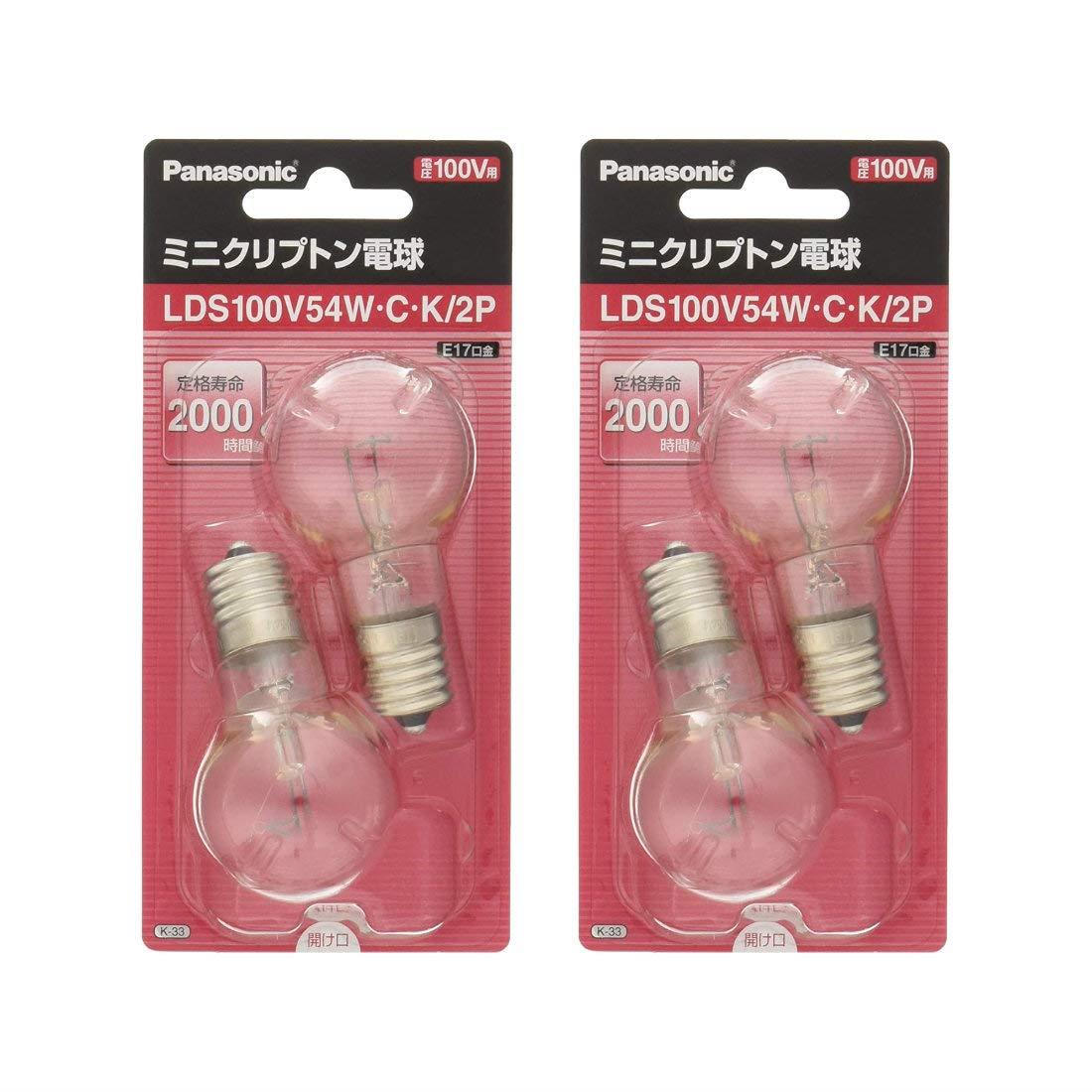 パナソニック(Panasonic) ミニクリプトン電球 100V 60W形(54W) E17口金 35mm径 クリア 2個入り LDS100V..