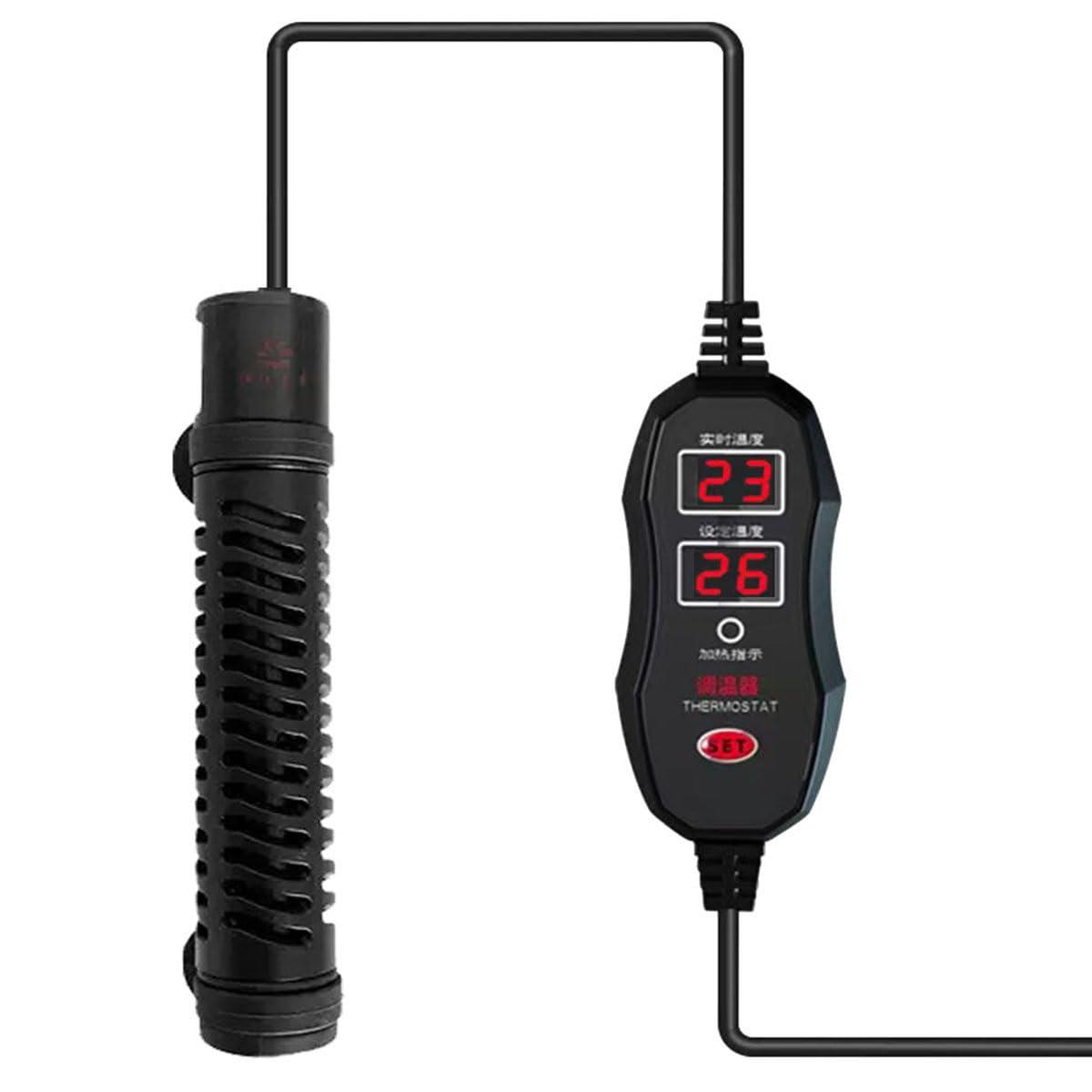 QOSEREN 水槽 ヒーター サーモスタット付き ヒーター 一体型 水中用 ミニヒーター 温度可変式 18度～35..