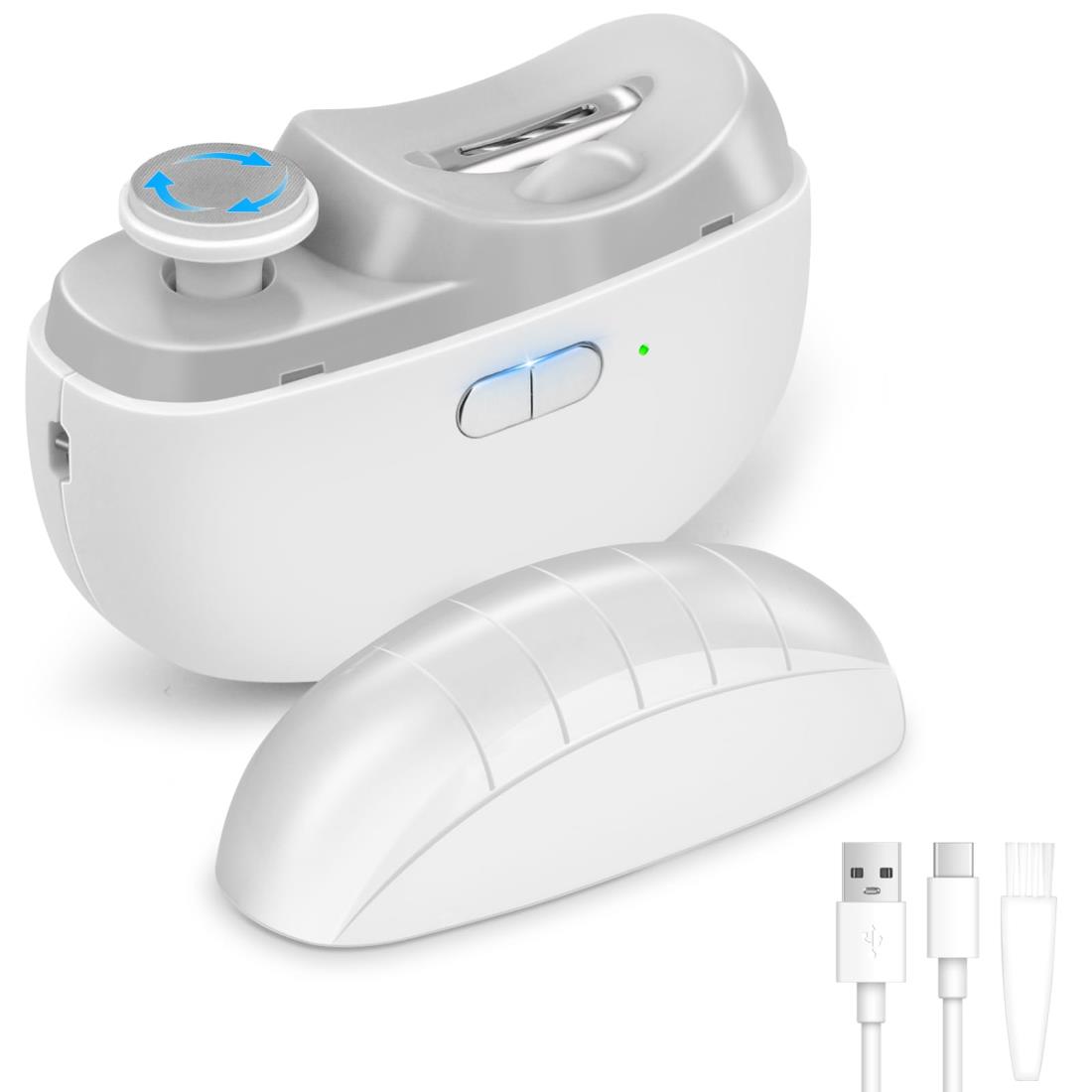 【2025革新モデル·安全】電動爪切り LOOGBH 両用電動つめきり 2in1自動爪切り 两段階スピード 電動爪削り Type-C充電式 電動爪けずり LEDライト付き 低騒音 爪磨き つめきり 介護用 深爪防止 安全 ベビー 子ども 高齢者にむけ プレゼント 日本語取扱説明書付き