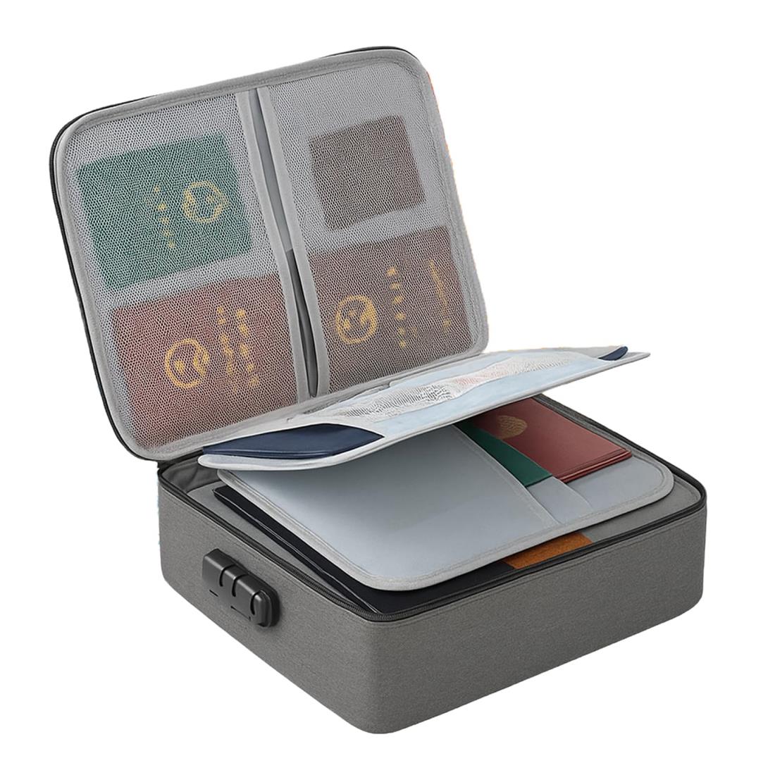 Percy’s Caravan 耐火バッグ ダイヤルロック付き 大容量 3層式 貴重品入れ 重要書類 保管 耐火ケース ..