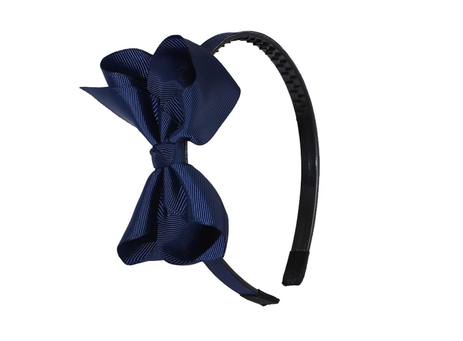 カチューシャ リボン 大きい 女の子 子供 ふんわり ヘアアクセサリー おしゃれ 髪留め 髪飾り かわいい パーティ 発表会 結婚式 卒業式 入学式 11cm (ネイビー)