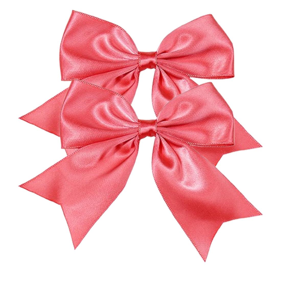 GFun 髪飾り リボン 小さめ 子供 サテン チア 2個セット クリップ ヘアアクセサリー バレッタ 袴 卒園式 結婚式 発表会 浴衣 洋服 スイカレッド