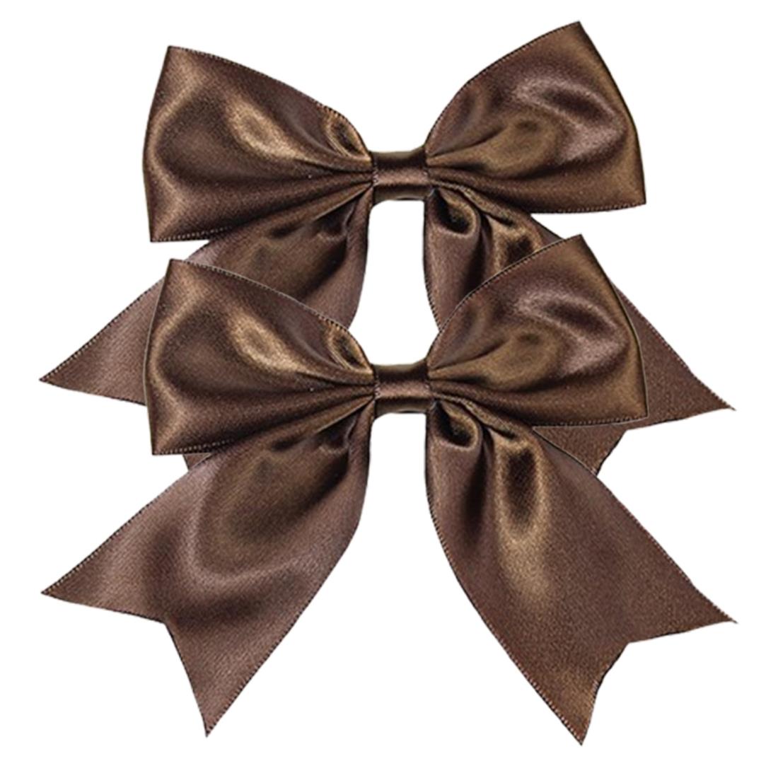 GFun 髪飾り リボン 小さめ 子供 サテン チア 2個セット クリップ ヘアアクセサリー バレッタ 袴 卒園式 結婚式 発表会 浴衣 洋服 コーヒー