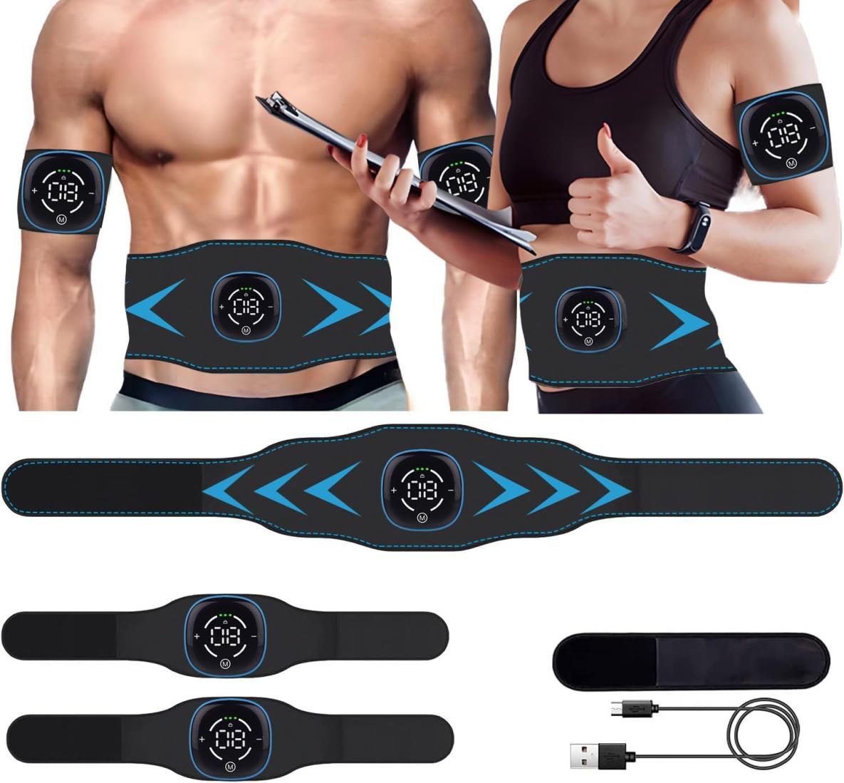 EMS腹筋ベルト 腕筋 筋トレ トレーニングマシーン ジェルシート不要 腹筋マシン 10種類モード 20段階強度 男女兼用 USB充電式 多部位対応 筋肉刺激 液晶表示 日本語説明書