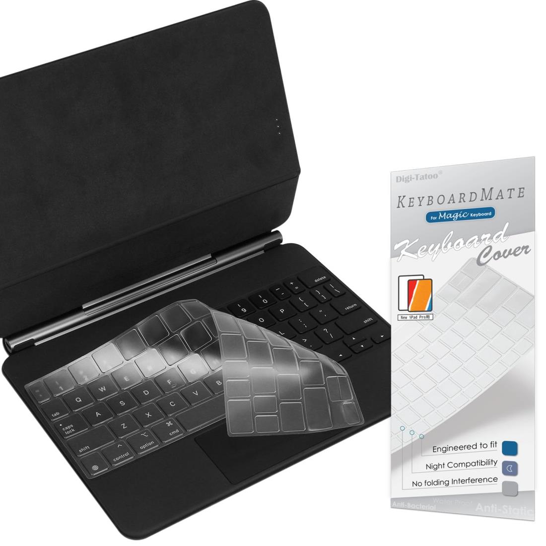[英語US配列、ファンクションキーなし] iPad Magic Keyboard用 キーボードカバー (対応 2024 iPad Air 11 M2/ iPad Air 第5 第4世代/ iPad Pro 11 インチ 第4 第3世代) 保護カバー キースキン キーボード シート カバー